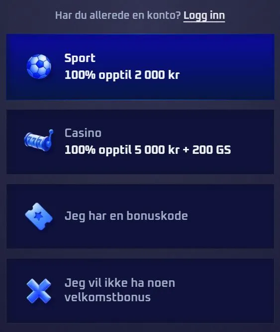 Sportaza Casino Kasinoregistrering
