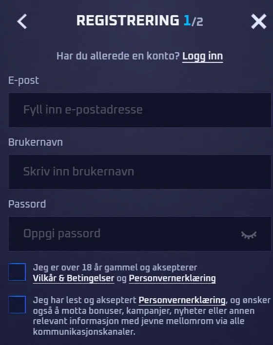 Sportaza Casino Registrering