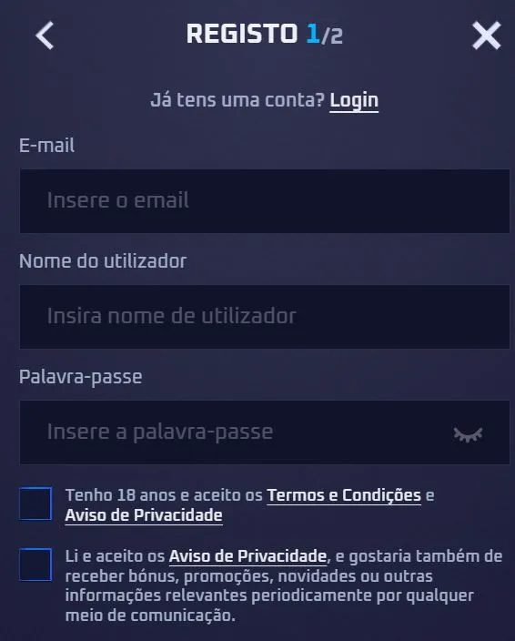 Sportaza Casino registo